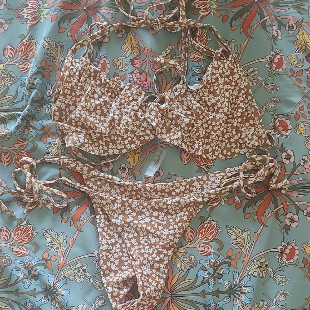 Floral Brown Bikini Set